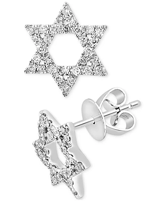 Lali Jewels Diamond Pave Star of David Stud Earrings (1/5 ct. t.w.) in 14k White Gold
