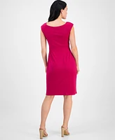 Connected Petite Cap Sleeve Side Tab Dress