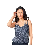 Free Country Women's Double Strap Cut Out Blouson Tankini Top