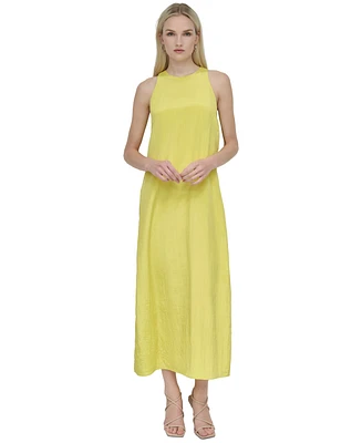 Dkny Women's Crinkle Jewel-Neck Long Tunic Dress