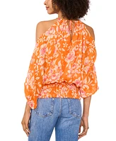 Sam & Jess Women's Printed Cold-Shoulder Halter-Neck Blouse