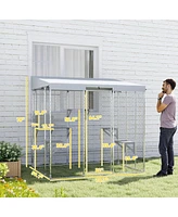 PawHut 79" Large Catio, Galvanized Steel Outdoor Cat Enclosure with Canopy