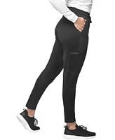 Medichic Women's Scrubs Mid Rise Slim 5 Pocket Active Yoga Scrub Pants, Wine Xx Small