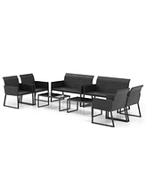 Gymax 8 Piece Patio Weather Resistant Wicker Furniture Set Outdoor Conversation Set w/ Quick Dry Foam