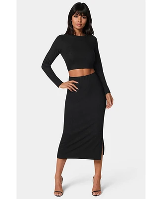 Bebe Women's Two Piece Rib Sweater Set
