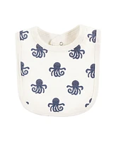 Touched by Nature Infant Boy Organic Cotton Bibs, Mystic Sea Creatures, One Size