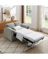 Chenille Sofa Bed - Modern Convertible Couch with Plush Comfort and Durable Design for Living Room Bedroom, (Blue)