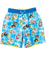 Paw Patrol Little Boys Pullover Rash Guard and Swim Trunks