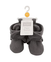 Hudson Baby Boys Unisex Cozy Fleece Booties, Dark Gray 2-Piece, 6-12 Months