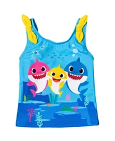 Baby Shark Baby Girls Shark Shark Rash Guard Tankini Top and Bikini Bottom 3 Piece Swimsuit Set