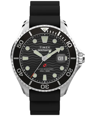 Timex Men's Quartz Analog Black Rubber Watch, 44mm