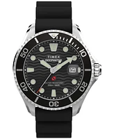 Timex Men's Quartz Analog Black Rubber Watch, 44mm