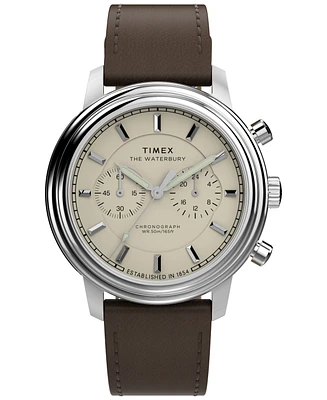 Timex Men's Chronograph Brown Leather Watch, 41mm