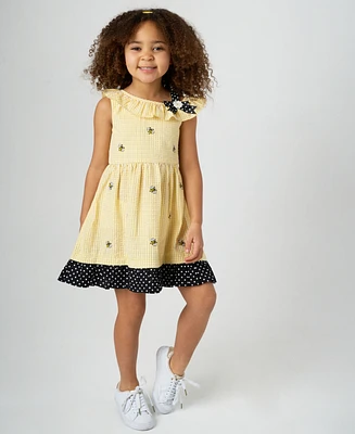 Rare Editions Toddler and Little Girls Bumble Bee Seersucker Dress