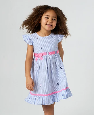 Rare Editions Toddler and Little Girls Nautical Seersucker Dress