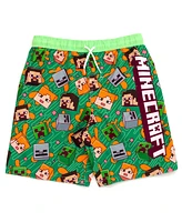 Minecraft Boys Steve Creeper Alex Skeleton Swim Trunks Bathing Suit to