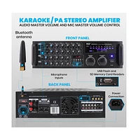 Pyle 2000W Bluetooth Stereo Mixer Karaoke Amplifier - PMXAKB2000