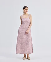Reistor Women's Perfect Floral Maxi with Tapered Straps Pink