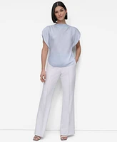 Dkny Petite Draped Boatneck Slit-Sleeve Blouse