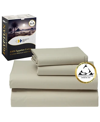 Certified Luxury Queen Bed Sheet Set - 100% Egyptian Cotton Sheets Queen, Classic Percale, Deep Pockets, Cool and Durable Bedding