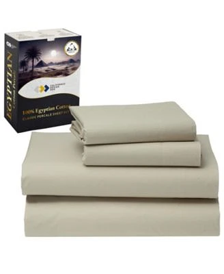 Certified Luxury Bed Sheet Set 100 Egyptian Cotton Sheets Classic Percale Deep Pockets Cool Durable Bedding
