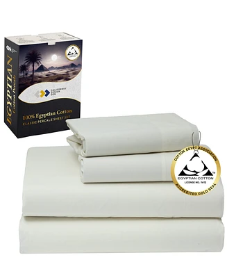 Certified Luxury Queen Bed Sheet Set - 100% Egyptian Cotton Sheets Queen, Classic Percale, Deep Pockets, Cool and Durable Bedding