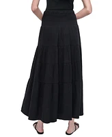 Dkny Jeans Petite Cotton Smocked-Waist Tiered Maxi Skirt