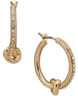 Dkny Gold-Tone Small Pave Knot Hoop Earrings, 0.7"