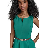 Calvin Klein Women's Split-Neck Belted Scuba Dress