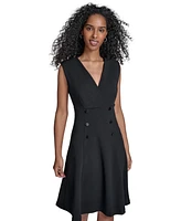 Calvin Klein Women's Scuba-Crepe Faux-Button Dress