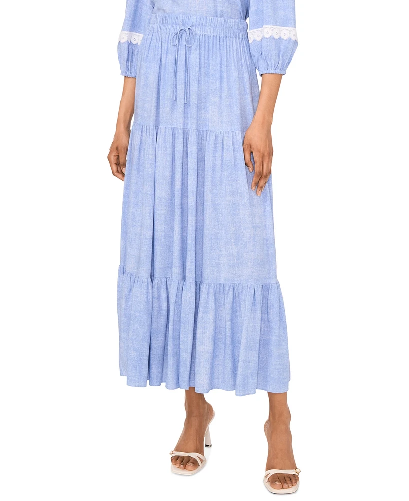 Sam & Jess Petite Drawstring-Waist Tiered Maxi Skirt