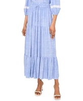 Sam & Jess Petite Drawstring-Waist Tiered Maxi Skirt