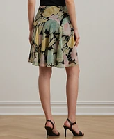 Lauren Ralph Petite Floral Crinkle Georgette Skirt