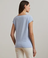 Lauren Ralph Petite Beaded-Logo Cotton Jersey Tee