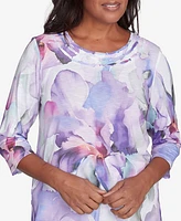 Alfred Dunner Petite Crystal Springs Dramatic Flower Top