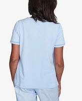 Alfred Dunner Petite St. Thomas Dragonfly Flower Applique Top