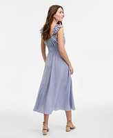 Robbie Bee Women's Ruffled A-Line Sleeveless Midi Dress
