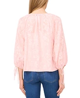 CeCe Women's Floral-Lace Button-Front Puff-Sleeve Blouse