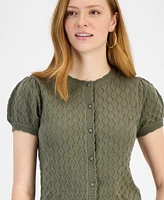 And Now This Petite Pointelle-Knit Button-Front Cardigan, Exclusively at Macy's