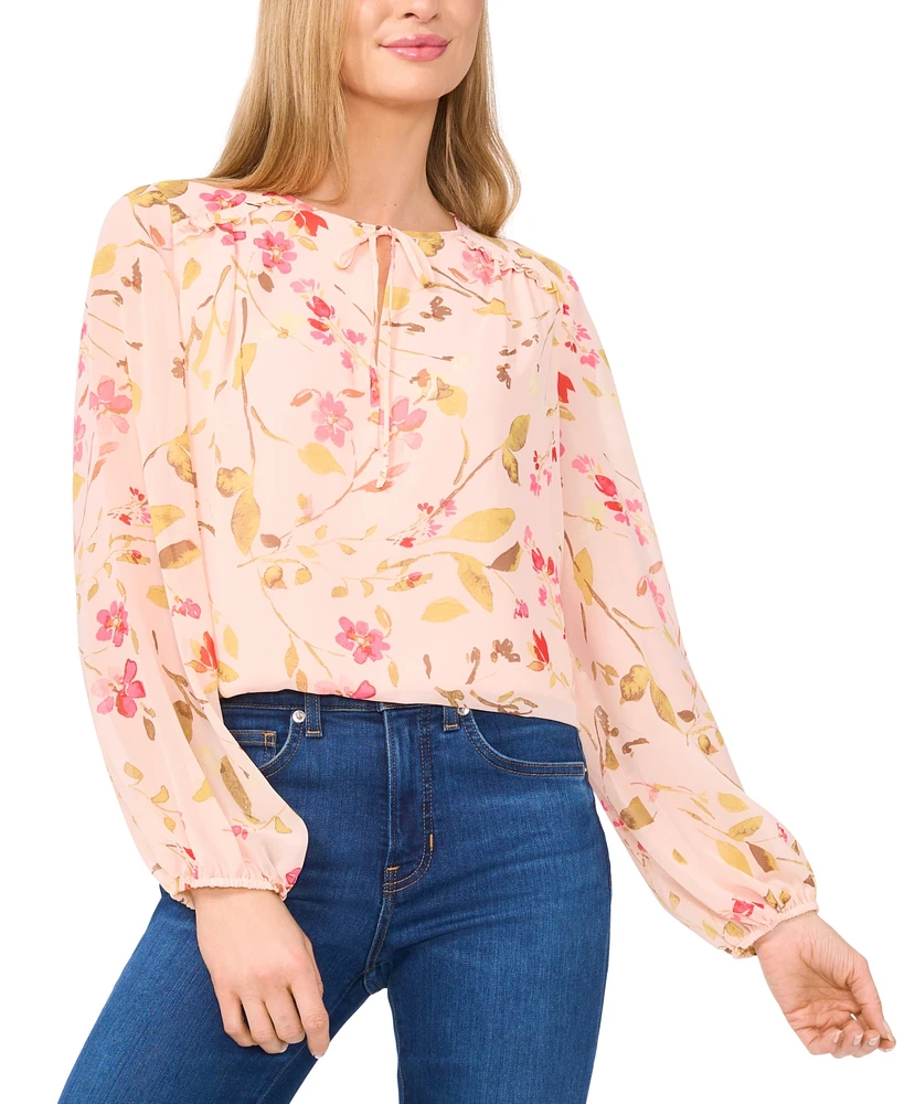 CeCe Women's Tie-Neck Long-Sleeve Blouse