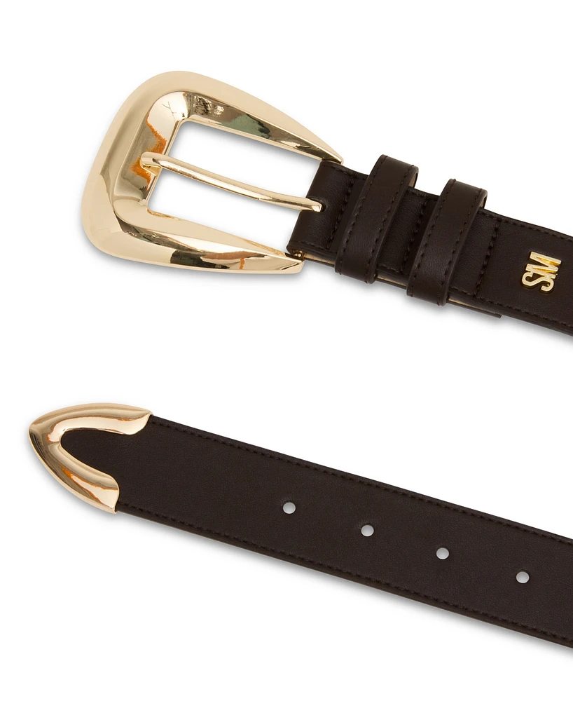 Steve Madden Topstitched Textured Polyurethane Pant Belt
