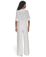 Calvin Klein Petite Split-Neck Button-Front Shirt
