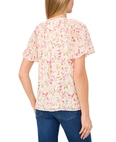 CeCe Women's Flutter-Sleeve Tie-Neck Blouse
