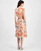 Kasper Women's Printed Cowl-Neck Chiffon Dress