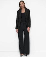 Dkny Petite Notched Collar Belted Two-Button Blazer