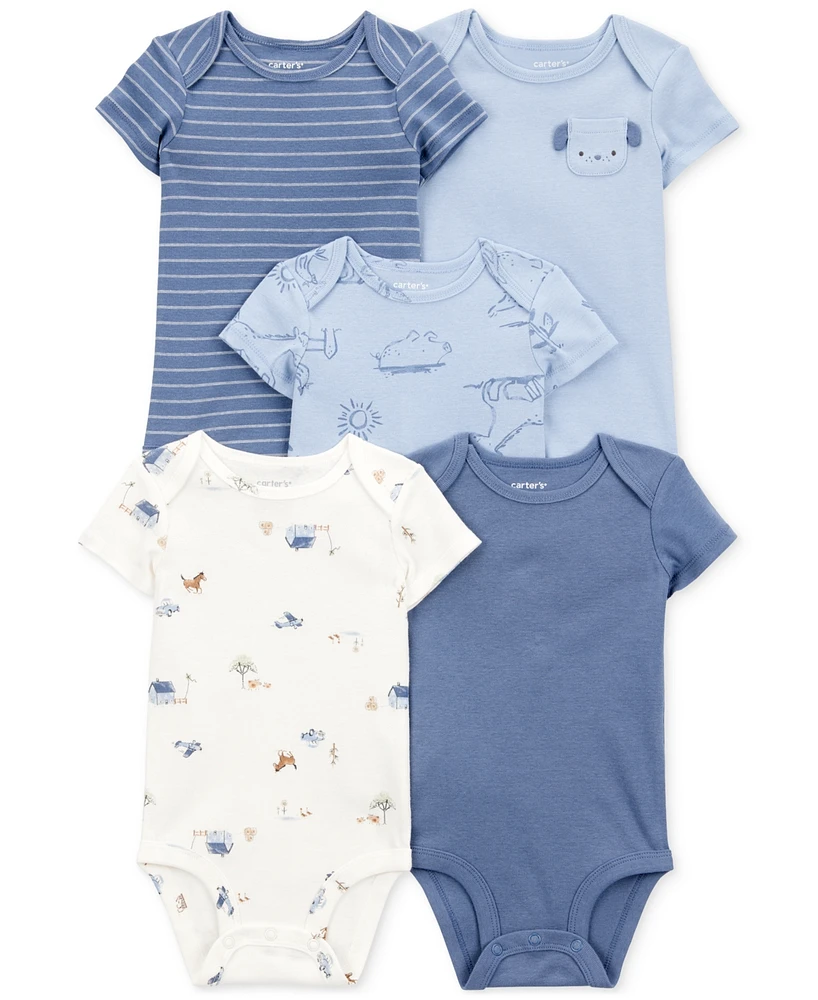Carter's Baby 5-Pk. Cotton Dog-Print Short-Sleeve Bodysuits