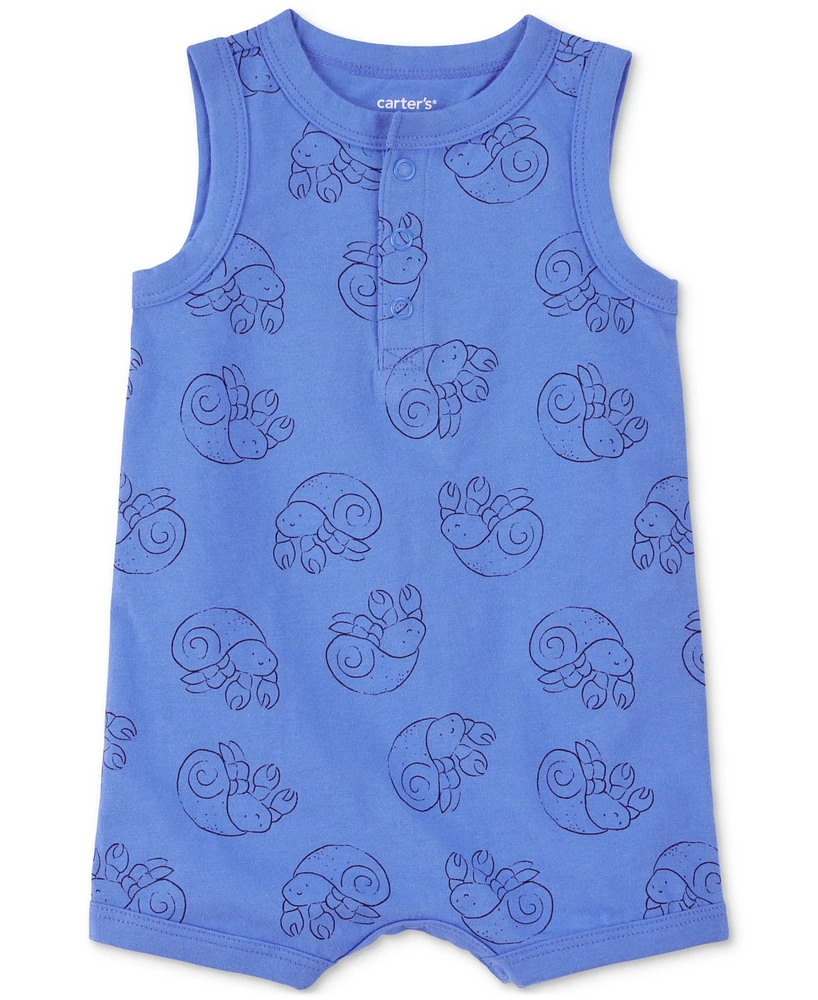 Carter's Baby Boys Hermit Crab-Print Cotton Romper