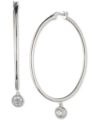 Lauren Ralph Lauren Sterling Silver Cubic Zirconia Charm Hoop Earrings