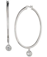 Lauren Ralph Lauren Sterling Silver Cubic Zirconia Charm Hoop Earrings