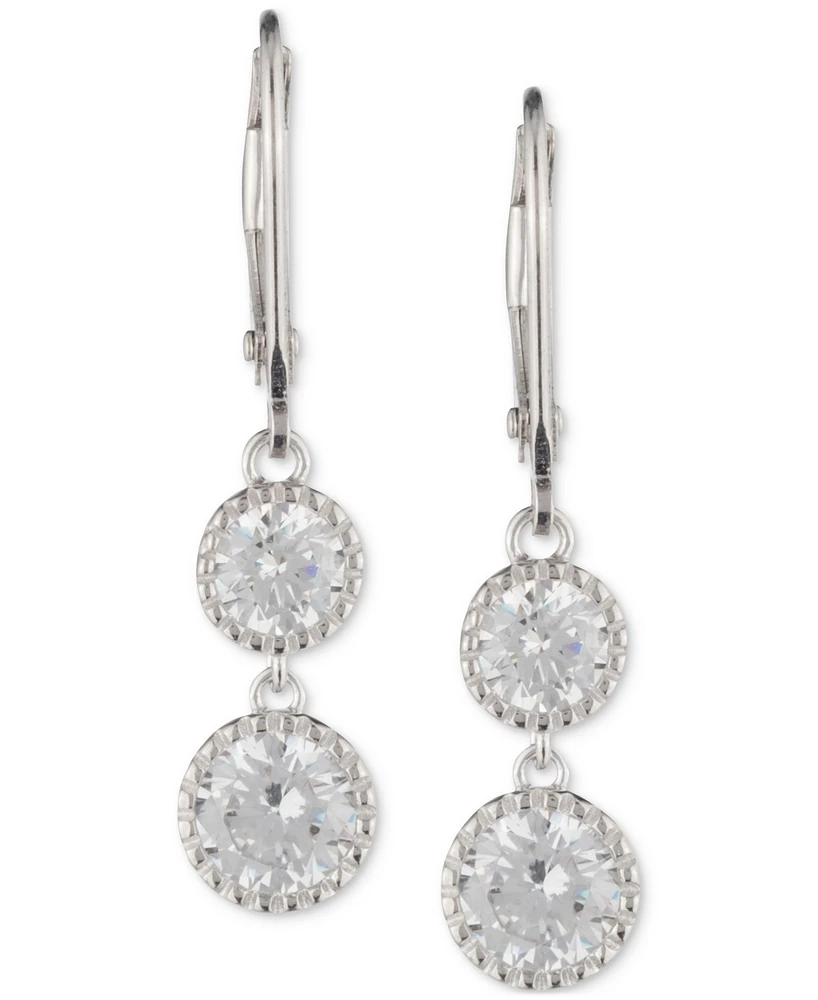 Lauren Ralph Lauren Sterling Silver Cubic Zirconia Double Drop Earrings